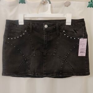 NWT Wild Fable Black Jean Sz M Studded Denim Mini Skort